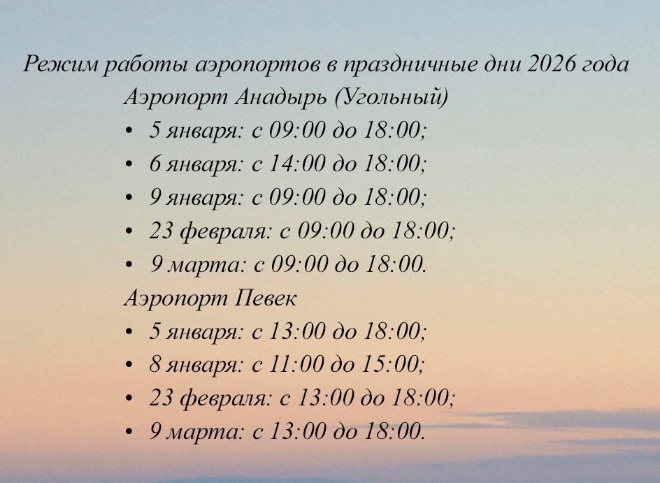 Режим работы аэропортов в праздничные дни 2026 года