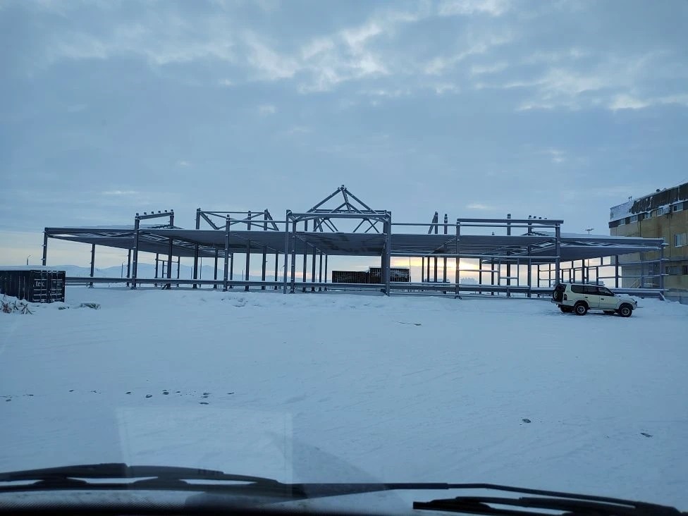 Ход монтажа терминала в аэропорту Певек